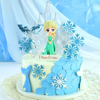 Замороженные тематические украшения для торта Принцесса Анна Эльза, топпер для торта, детский душ, Вечеринка для девочек, День рождения, Юбилейный торт, подарки