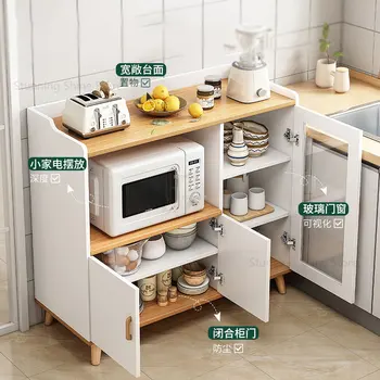 Скандинавские деревянные кухонные шкафы Современный простой стеллаж Кухонная мебель Настенный буфет для гостиной Домашний многослойный шкаф для хранения