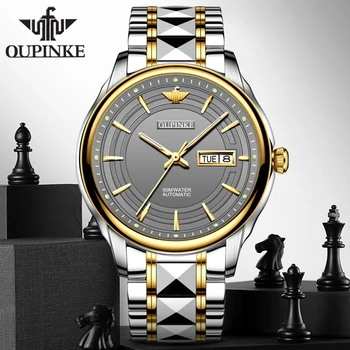 Подлинные механические часы OUPINKE для мужчин из синтетического сапфира, вольфрамовой стали, водонепроницаемые мужские наручные часы, лучший бренд, роскошные мужские часы