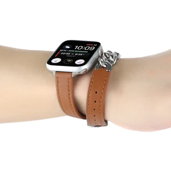 Кожаный ремешок для Apple watch band 49мм 44мм 45мм 41мм 40мм Аксессуары браслет correa браслет iWatch серии 5 6 SE 7 8 ultra