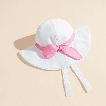 Летняя Солнцезащитная шляпа для новорожденных девочек, Милая Складная Солнцезащитная шляпа с отбортованными полями, Детская шапочка с бантом для отдыха на пляже, путешествий на открытом воздухе.