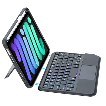 Съемный Магнитный Чехол-клавиатура Bluetooth для iPad Mini 6 6-го поколения 2022 года с Трекпадом Blacklit Smart Wireless Keyboard