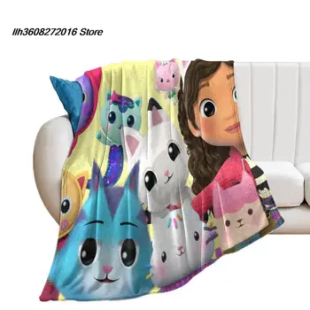 Изготовленное на заказ фланелевое одеяло Gabby's Dollhouse, Персонализированный подарок, сделай САМ, Домашний Диван для отдыха, одеяло, Переносное одеяло, Теплые постельные принадлежности