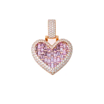 2023 Новый подарок ко Дню Святого Валентина для влюбленных Iced Out Bling 5A Кубический цирконий CZ Ожерелье с подвеской в форме сердца