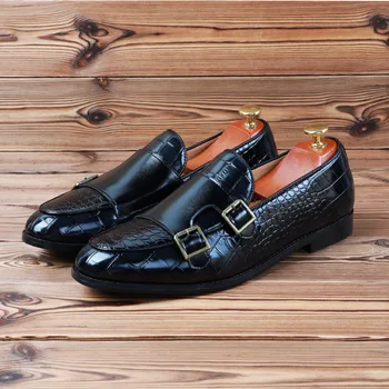 Мужские деловые повседневные туфли с крокодиловым тиснением, мужские модельные туфли на педалях