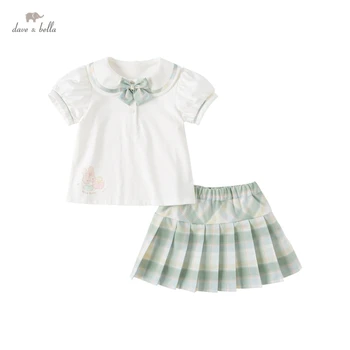 Костюм для девочки Dave Bella, летняя одежда, Новая детская юбка в складку из двух частей, юбка для большого ребенка, Jk Clothes DB2235512